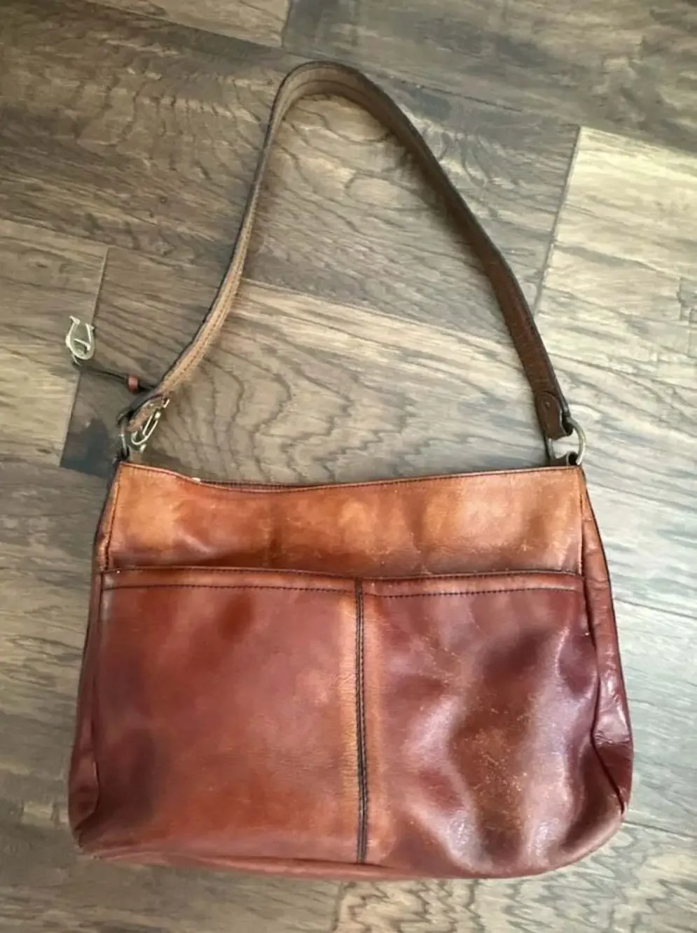 Etienne Aigner Vintage Brown Leather Hobo Shoulder Bag with Gold-Tone Hardware